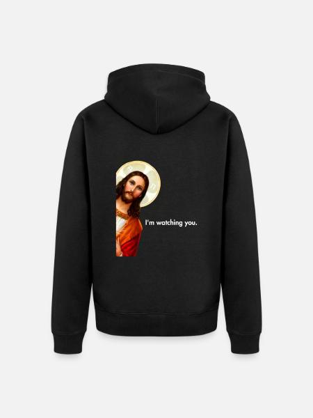I'm Watching You Peeking Jesus Christ - Unisex Premium Organic Zip Hoodie - black