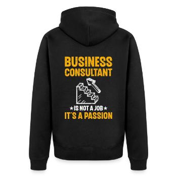 Business Consultant Is Not A Job - Unisex Premium Organic Zip Hoodie - black - Back - Nico (187cm)