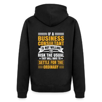 Business Consultant Risk - Unisex Premium Bio Zip Hoodie - Schwarz - Hinten - Nico (187cm)