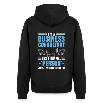 Je suis un consultant en affaires - Veste à capuche bio Premium Unisexe - noir - Dos - Nico (187cm)