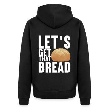 Get that Bread - Unisex Premium Bio Zip Hoodie - Schwarz - Hinten - Nico (187cm)