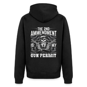 Der 2. Verfassungszusatz ist meine Waffenerlaubnis - Unisex Premium Bio Zip Hoodie - Schwarz - Hinten - Nico (187cm)