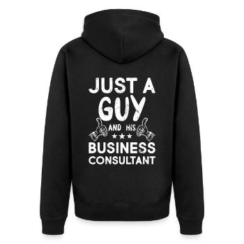 Just A Guy And His Business Consultant - Unisex Premium Bio Zip Hoodie - Schwarz - Hinten - Nico (187cm)