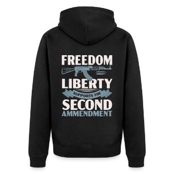 Freedom Liberty Unterstützt Den Zweiten Verfassung - Unisex Premium Bio Zip Hoodie - Schwarz - Hinten - Nico (187cm)