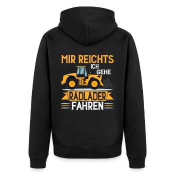 Ich gehe Radlader fahren Radladerfahrer - Unisex Premium Bio Zip Hoodie - Schwarz - Hinten - Nico (187cm)