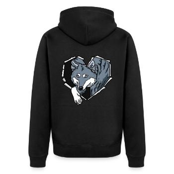Crack Wolf Torn Hole Coeur Loup Visage - Veste à capuche bio Premium Unisexe - noir - Dos - Nico (187cm)