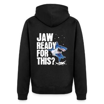 Kiefer bereit für diesen Hai Liebhaber Meeresbiolo - Unisex Premium Bio Zip Hoodie - Schwarz - Hinten - Nico (187cm)