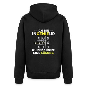 Je suis ingénieur je trouve toujours une solution - Veste à capuche bio Premium Unisexe - noir - Dos - Nico (187cm)