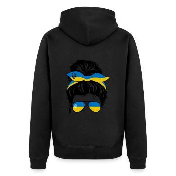 Ukraine Girl - Unisex Premium Bio Zip Hoodie - Schwarz - Hinten - Nico (187cm)