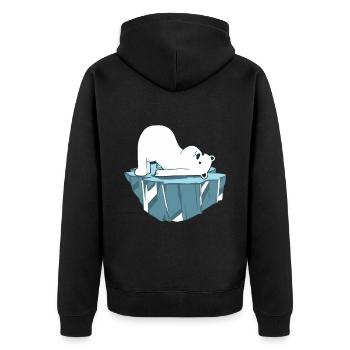 Yoga Polar Bear - Unisex Premium Organic Zip Hoodie - black - Back - Nico (187cm)
