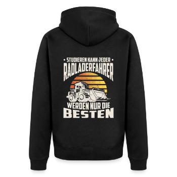 Radlader Radladerfahrer nur die Besten - Unisex Premium Bio Zip Hoodie - Schwarz - Hinten - Nico (187cm)