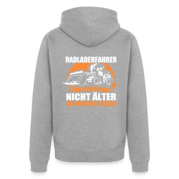 Radlader Radladerfahrer werden besser - Unisex Premium Bio Zip Hoodie - Grau meliert - Hinten - Nico (187cm)