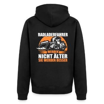 Radlader Radladerfahrer werden besser - Unisex Premium Bio Zip Hoodie - Schwarz - Hinten - Nico (187cm)