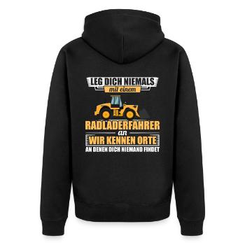 Radlader Radladerfahrer leg dich nicht an - Unisex Premium Bio Zip Hoodie - Schwarz - Hinten - Nico (187cm)