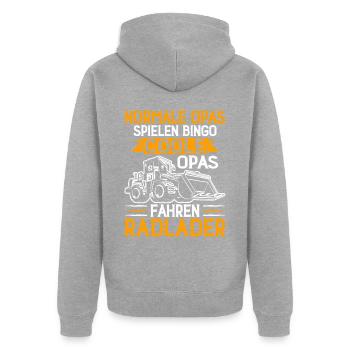 Radladerfahrer coole Opas fahren Radlader - Unisex Premium Bio Zip Hoodie - Grau meliert - Hinten - Nico (187cm)