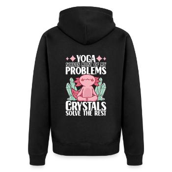 Yoga Yogi Relax - Unisex Premium Organic Zip Hoodie - black - Back - Nico (187cm)