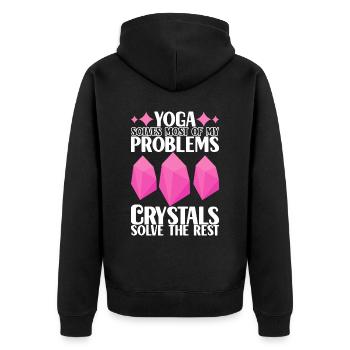 Yoga Yogi Relax - Unisex Premium Organic Zip Hoodie - black - Back - Nico (187cm)