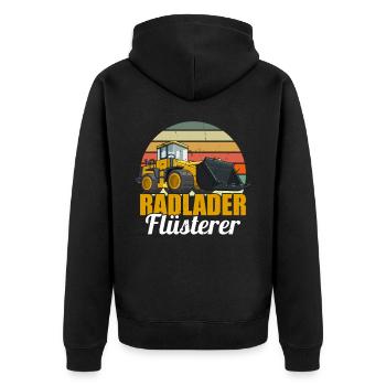 Radlader Flüsterer Retro Radladerfahrer - Unisex Premium Bio Zip Hoodie - Schwarz - Hinten - Nico (187cm)