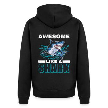 Geil wie ein Hai-Liebhaber Meeresbiologie Meer - Unisex Premium Bio Zip Hoodie - Schwarz - Hinten - Nico (187cm)