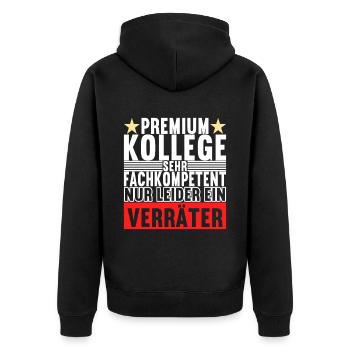 Abschiedsgeschenk Jobwechsel Kollege - Unisex Premium Bio Zip Hoodie - Schwarz - Hinten - Nico (187cm)