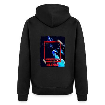 Geige Design im grunge Punk Look Geigenspieler - Unisex Premium Bio Zip Hoodie - Schwarz - Hinten - Nico (187cm)