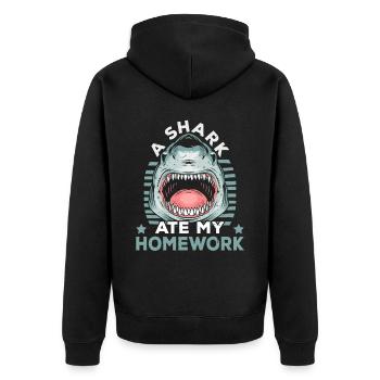 Un requin a mangé mes devoirs Mers de requins - Veste à capuche bio Premium Unisexe - noir - Dos - Nico (187cm)