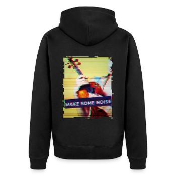 Geige Design im grunge Punk Look Geigenspieler - Unisex Premium Bio Zip Hoodie - Schwarz - Hinten - Nico (187cm)