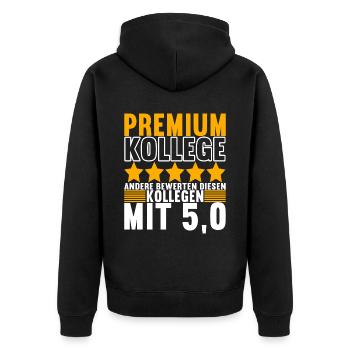 Abschiedsgeschenk Jobwechsel Kollege - Unisex Premium Bio Zip Hoodie - Schwarz - Hinten - Nico (187cm)