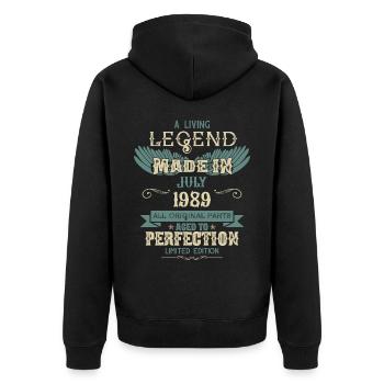 Juillet 1989 Vintage Anniversaire - Veste à capuche bio Premium Unisexe - noir - Dos - Nico (187cm)