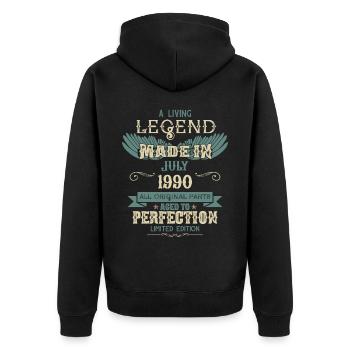 Juillet 1990 Vintage Anniversaire - Veste à capuche bio Premium Unisexe - noir - Dos - Nico (187cm)