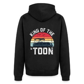 Pontonkönig des 'Toon Boating Geschenks für Boot - Unisex Premium Bio Zip Hoodie - Schwarz - Hinten - Nico (187cm)