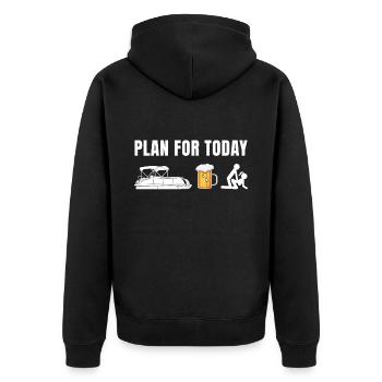 Planen Sie für heute Pontonbier Lustiges Bootsgeschenk - Unisex Premium Bio Zip Hoodie - Schwarz - Hinten - Nico (187cm)