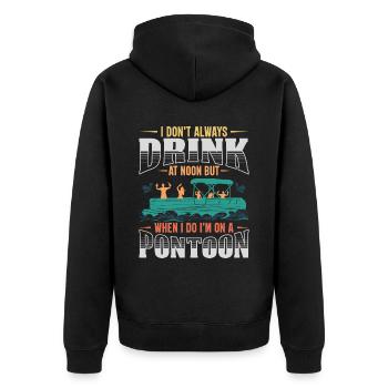 Lustiges Ponton-Trinkboot-Geschenk - Unisex Premium Bio Zip Hoodie - Schwarz - Hinten - Nico (187cm)