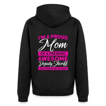 Stolze Mama Hilfssheriff Mama Mutter - Unisex Premium Bio Zip Hoodie - Schwarz - Hinten - Nico (187cm)