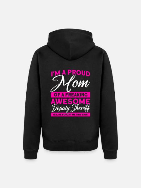 Stolze Mama Hilfssheriff Mama Mutter - Unisex Premium Bio Zip Hoodie - Schwarz