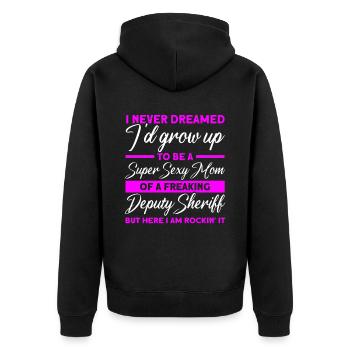 Maman Shérif Adjoint Maman Mère - Veste à capuche bio Premium Unisexe - noir - Dos - Nico (187cm)