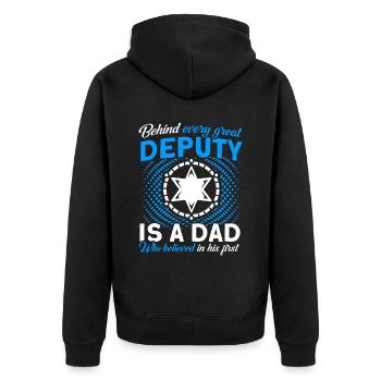 Papa Shérif adjoint Papa Père - Veste à capuche bio Premium Unisexe - noir - Dos - Nico (187cm)
