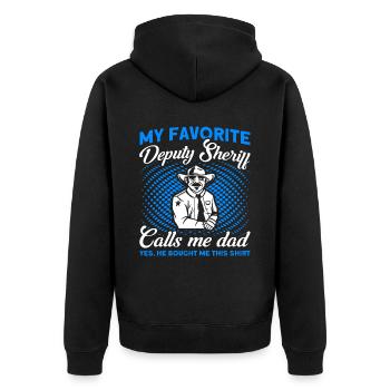 Papa Assistant Sheriff Papa Father - Unisex Premium Organic Zip Hoodie - black - Back - Nico (187cm)