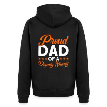 Stolzer Papa Hilfssheriff Papa Vater - Unisex Premium Bio Zip Hoodie - Schwarz - Hinten - Nico (187cm)