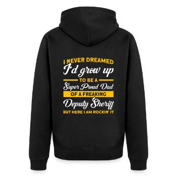 Papa Assistant Sheriff Papa Father - Unisex Premium Organic Zip Hoodie - black - Back - Nico (187cm)