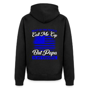 Amerikanisch Polizei Polizei Großvater - Unisex Premium Bio Zip Hoodie - Schwarz - Hinten - Nico (187cm)