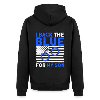 Amerikanisch Polizist Polizei Polizei Großvater - Unisex Premium Bio Zip Hoodie - Schwarz - Hinten - Nico (187cm)