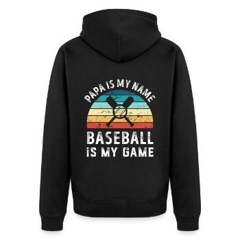 Papa est mon nom Le baseball est mon jeu Papa Pères - Veste à capuche bio Premium Unisexe - noir - Dos - Nico (187cm)