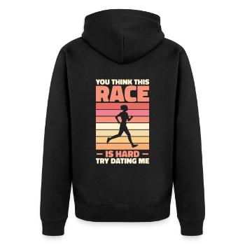 Jogger Runner Marathon Jogging Ski de fond - Veste à capuche bio Premium Unisexe - noir - Dos - Nico (187cm)