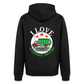 I Love Garbage Trucks Müllabfuhr Recycling - Unisex Premium Bio Zip Hoodie - Schwarz - Hinten - Nico (187cm)