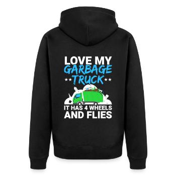 Liebe meinen Müllwagen Müllsammler Recycling - Unisex Premium Bio Zip Hoodie - Schwarz - Hinten - Nico (187cm)