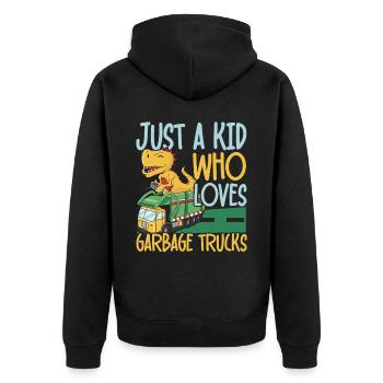 Juste un enfant qui aime les camions à ordures et le recyclage - Veste à capuche bio Premium Unisexe - noir - Dos - Nico (187cm)