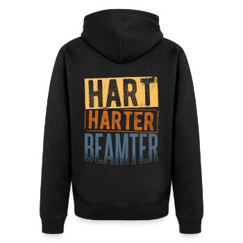 Hart Härter Beamter - Beamten Geschenk - Unisex Premium Bio Zip Hoodie - Schwarz - Hinten - Nico (187cm)