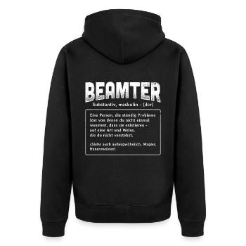 Beamter Definition - Beamter Kaffee Design Geschen - Unisex Premium Bio Zip Hoodie - Schwarz - Hinten - Nico (187cm)