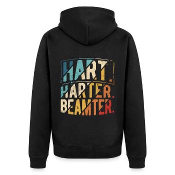 Hart Härter Beamter - Beamter Spruch Beamten - Unisex Premium Bio Zip Hoodie - Schwarz - Hinten - Nico (187cm)